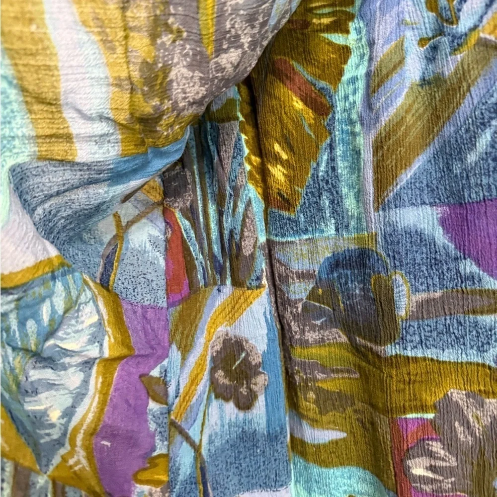Revue Vintage Wrap maxi Tropical floral water color print skirt size small Surf